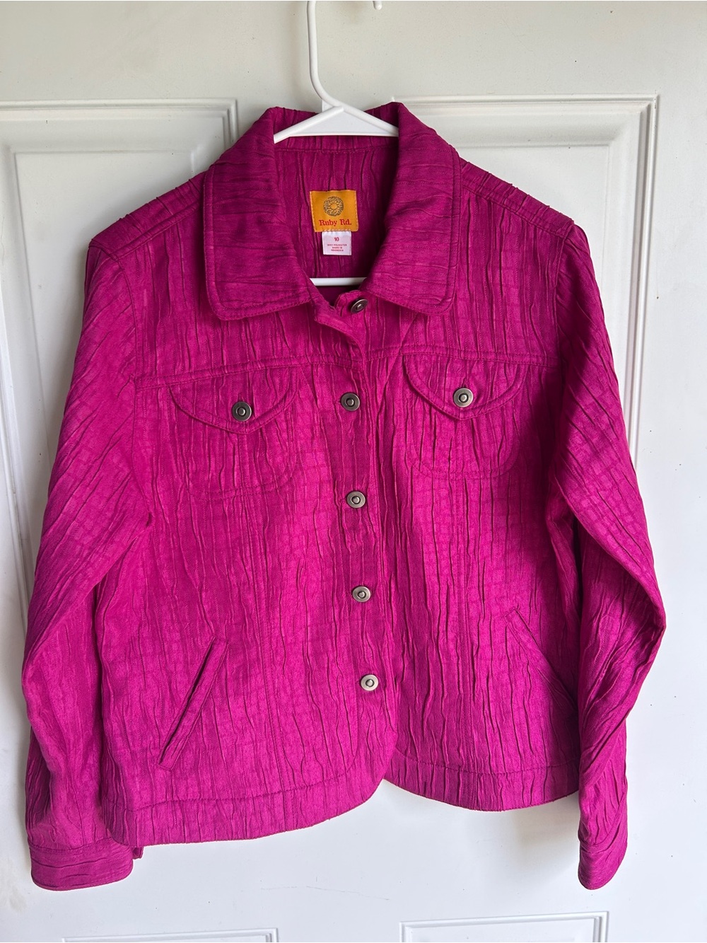 Ruby Rd. Hot Pink Textured Button-Front Jacket